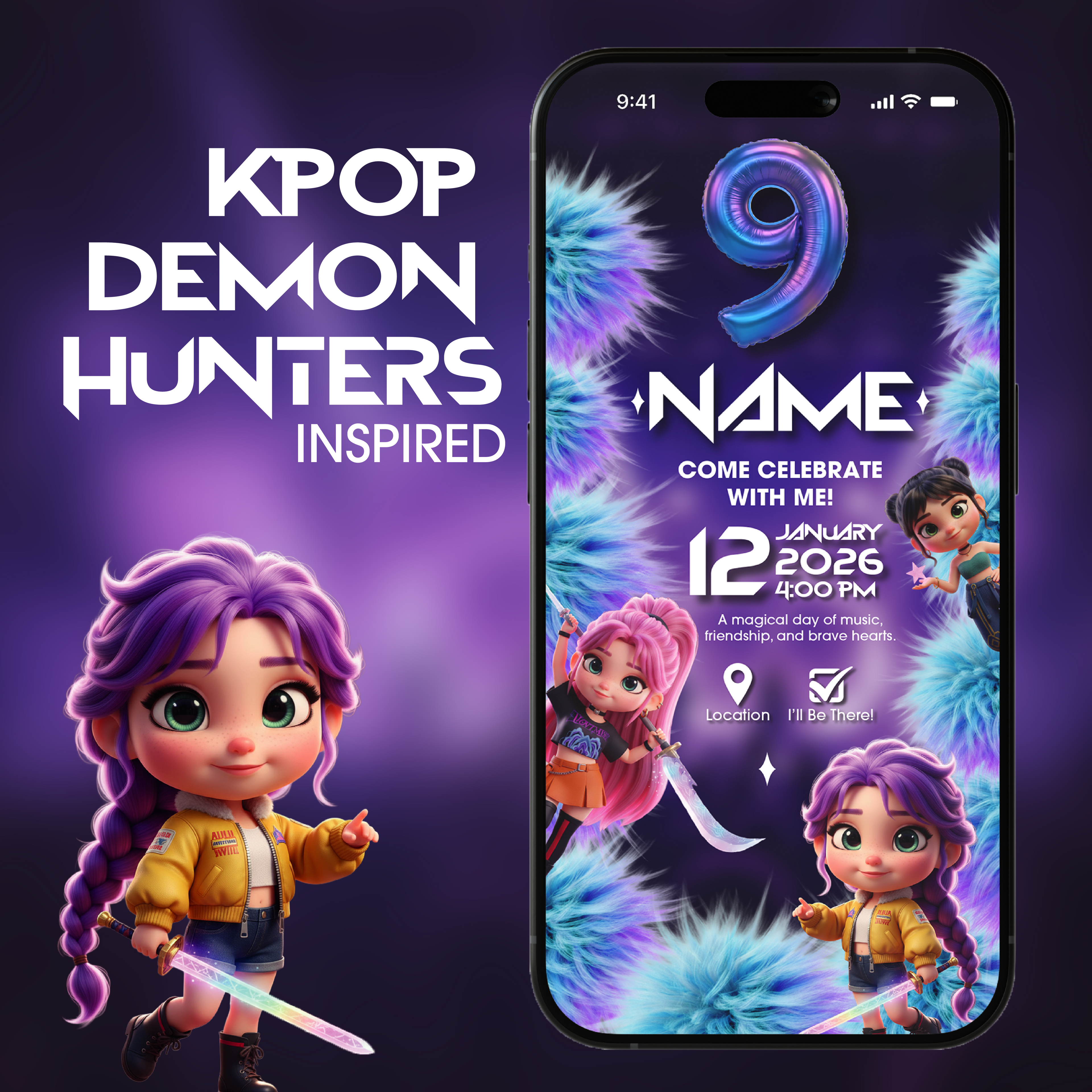 Kpop Demon Hunters (inspired) Digital Invitation