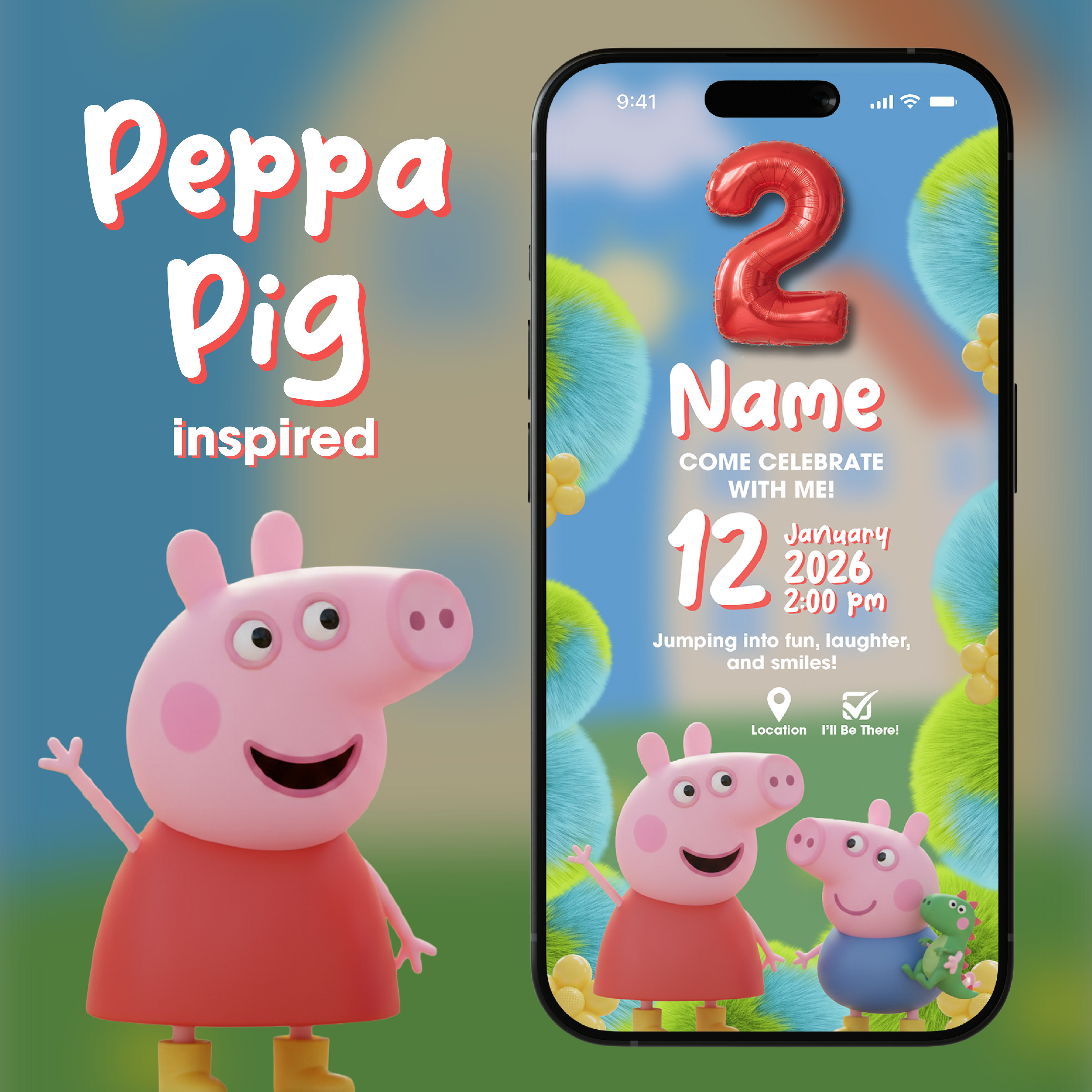 Peppa Pig (inspired) Digital Invitation