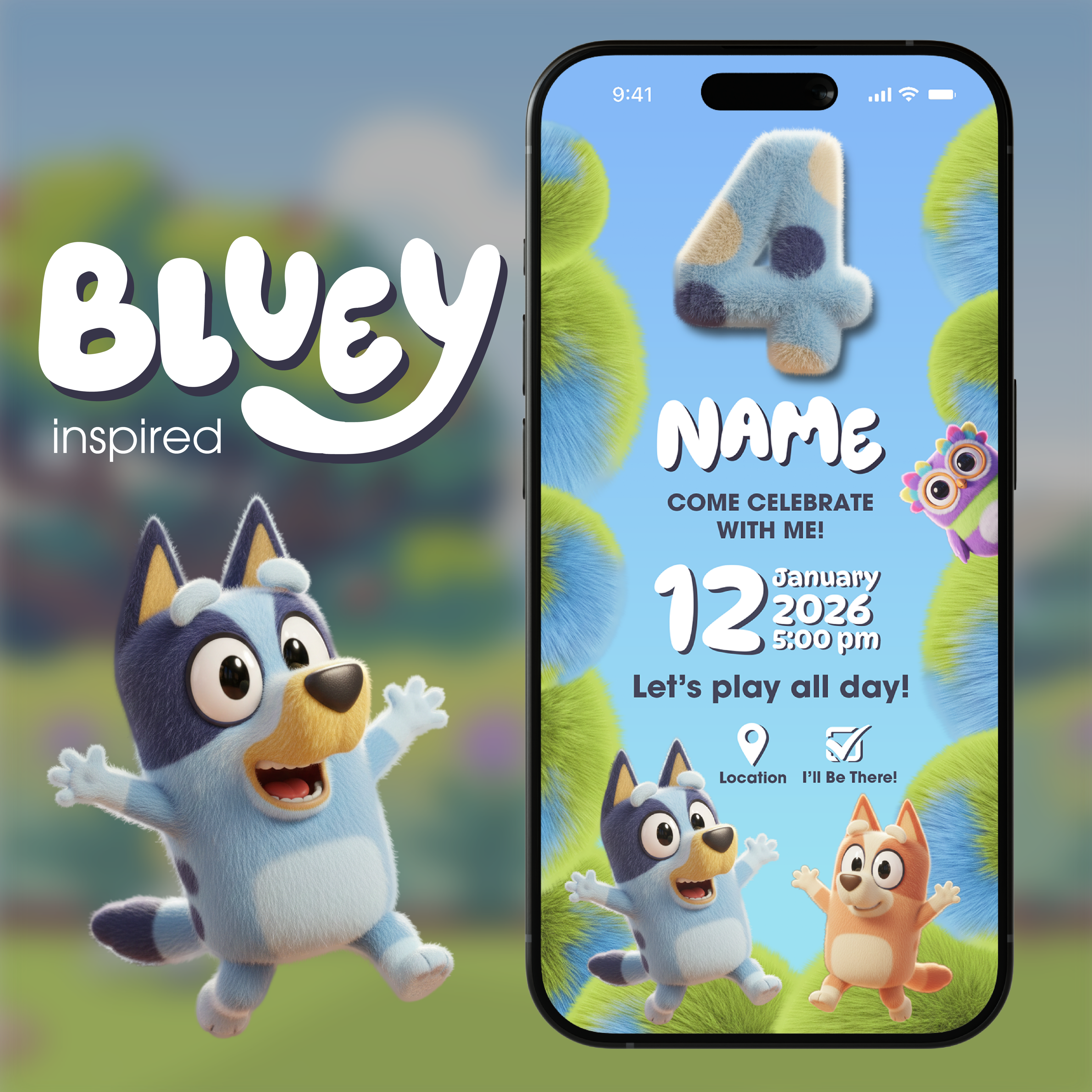 Bluey (inspired) Digital Invitation