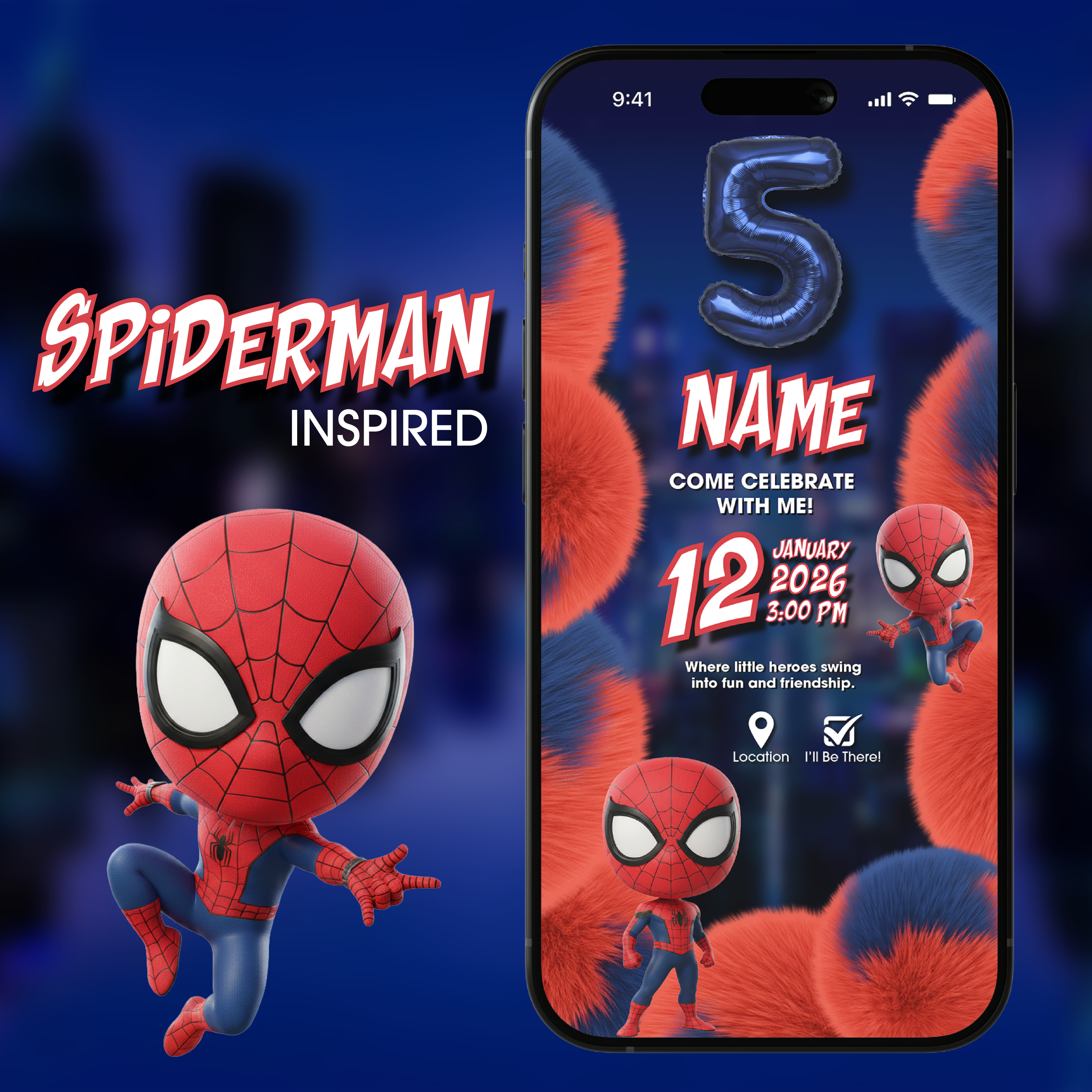 Spiderman (inspired) Digital Invitation